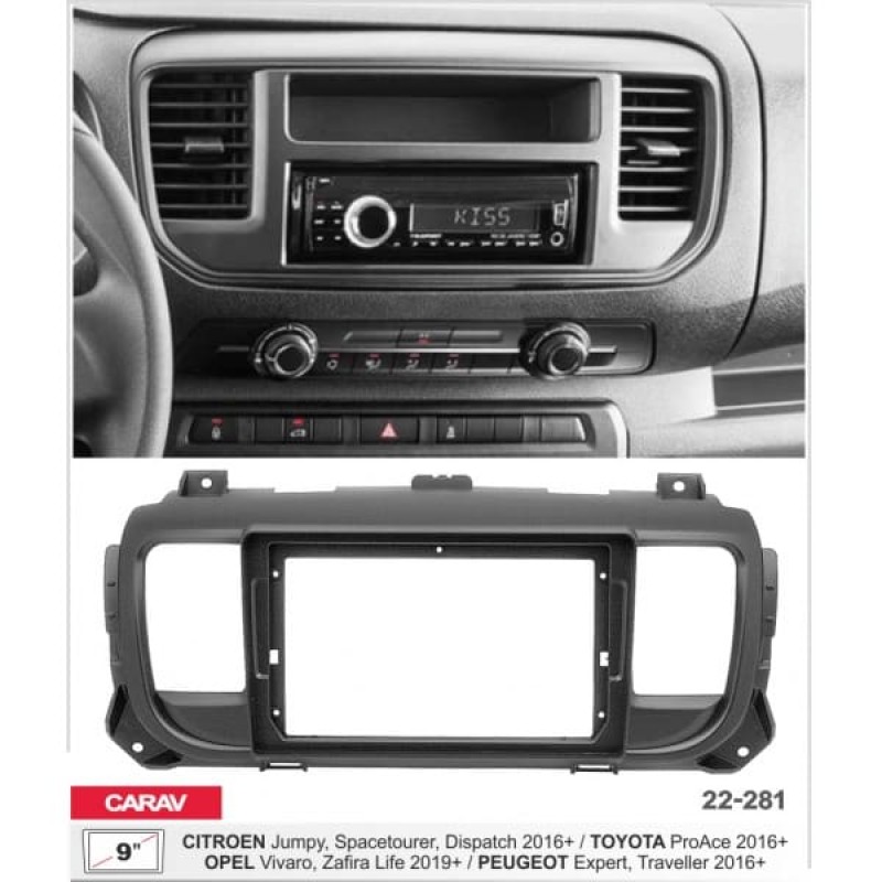 Штатная магнитола 22-281: 9-inch для PEUGEOT EXPERT, TRAVELLER 2016-2024 - Q8