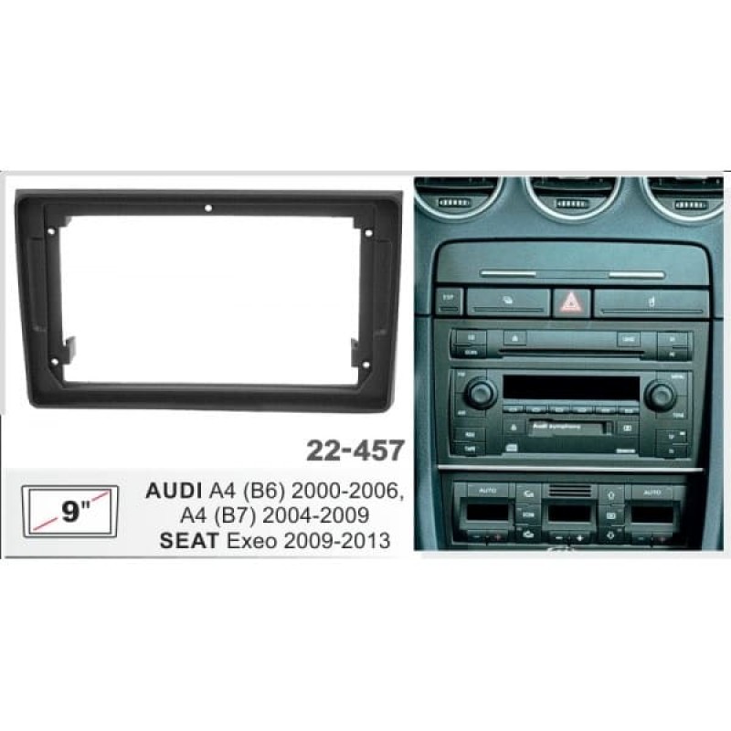 Штатная магнитола 22-457: 9-inch для AUDI A4 (B6) 2000-2006, A4 (B7) 2004-2009 - A09D