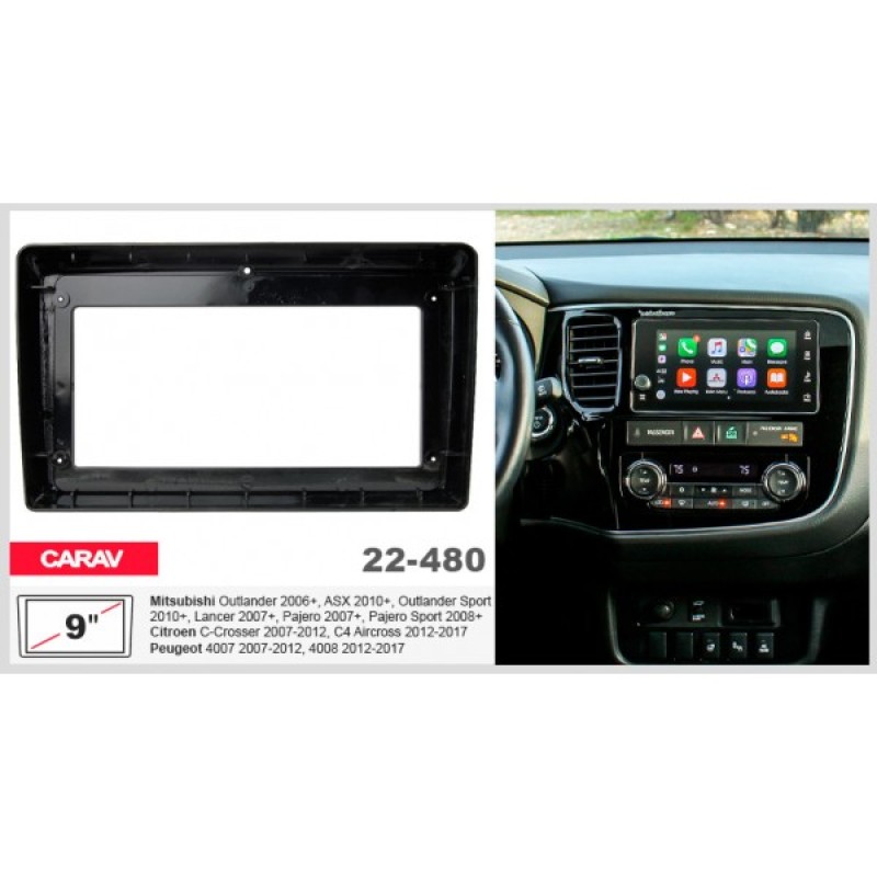 Sistem multimedia audio BORD 22-480: 9-inch MITSUBISHI OUTLANDER 2006-2024, ASX 2010-2021, OUTLANDER SPORT 2010-2019, LANCER 2007-2017, PAJERO 2007-2021, PAJERO SPORT 2008-2017 - A6