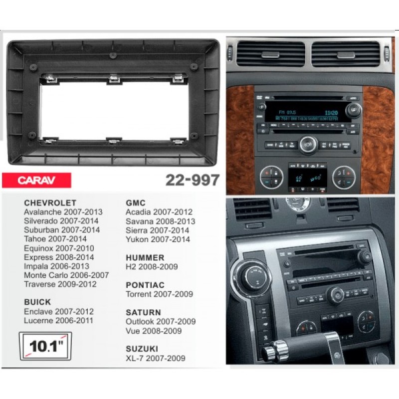 Sistem multimedia audio BORD 22-997: 10.1-inch CHEVROLET AVALANCHE, SUBURBAN, SILVERADO, TAHOE, EQUINOX, EXPRESS, IMPALA, MONTE CARLO, TRAVERSE - G3