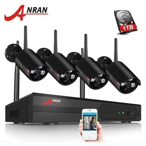 Комплект беспроводного видеонаблюдения wifi на 4 камеры 5MP Anran c LCD монитором 13" 1TB